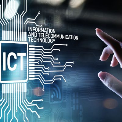 Ict,-,Information,And,Communication,Technology,Concept,On,Virtual,Screen.