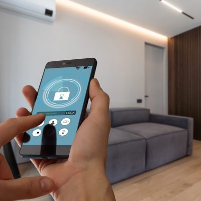 Young,Woman,Holding,Smart,Phone,With,Launched,Security,Application,At