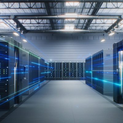 Futuristic,Data,Center,With,Server,Racks,In,Big,Warehouse.,Animated